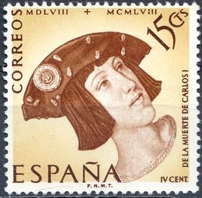 z vendido España 1958 1224 Sello ** Cent. Muerte Carlos I España V Alemania 15c Timbre Espagne Spain Spagna